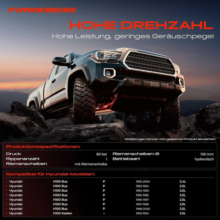 Frankberg Servopumpe Hydraulikpumpe Lenkung mit Riemenscheiben Kompatibel mit H100 Bus P 2.4L 2.5L 1