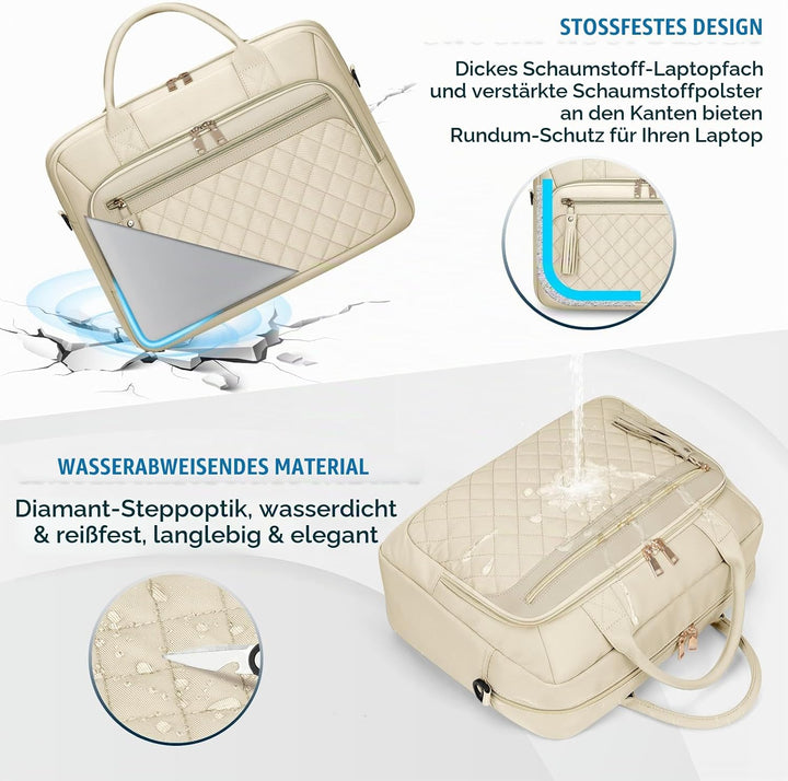 RAINSMORE Laptoptasche Damen 17,3 Zoll Laptop Aktentasche Wasserdichte | Arbeitstasche Lehrertasche