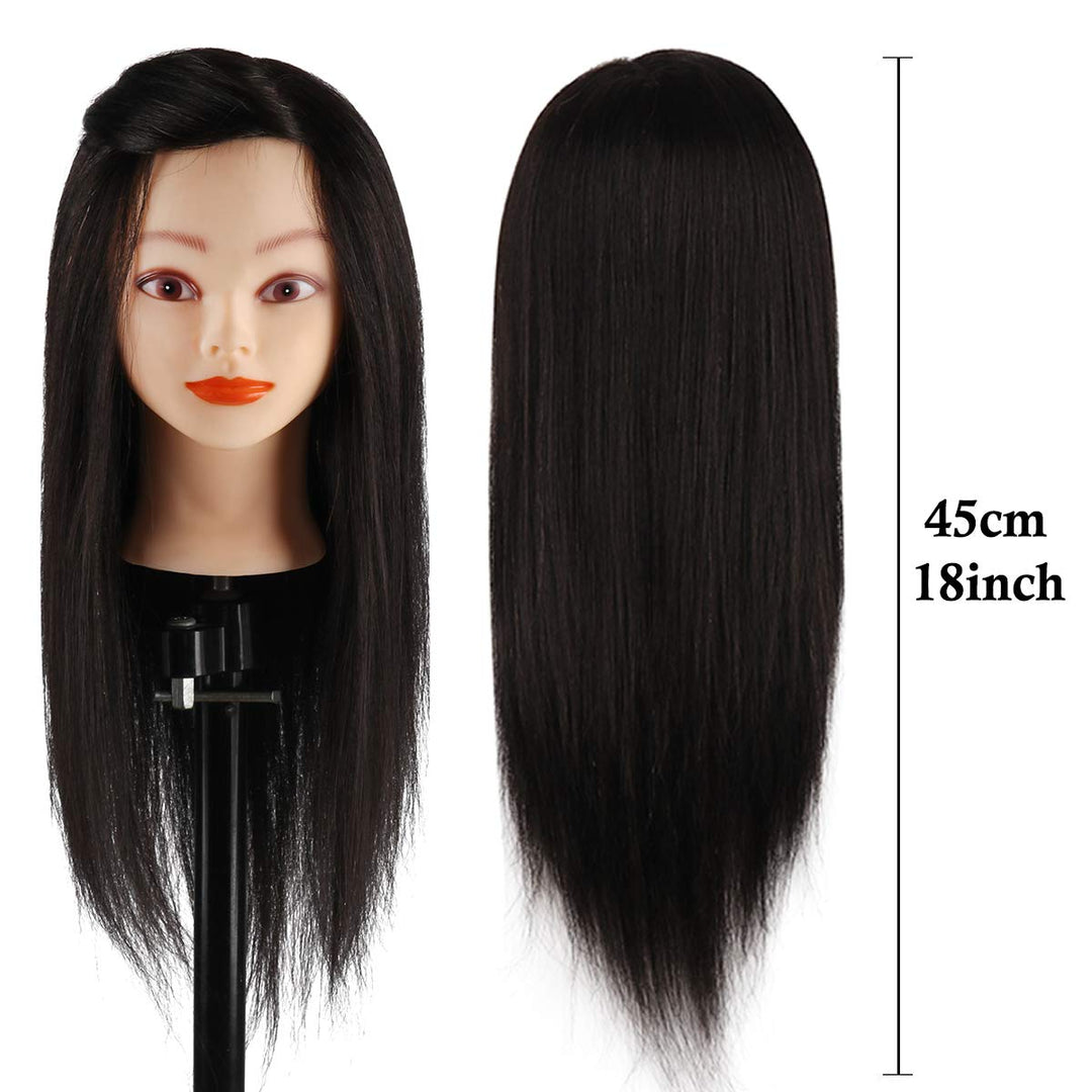 TopDirect 45cm/18 Zoll Übungskopf Frisierkopf Friseur 100% Echtes Haar Modell Kopf für Friseur Praxi
