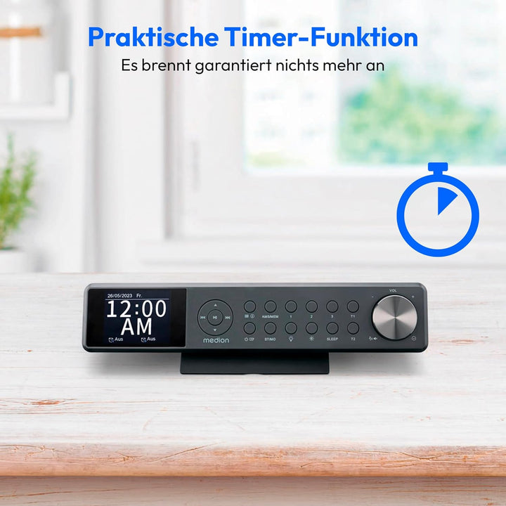 MEDION P66750 Küchen Unterbauradio (DAB+ Küchenradio, PLL UKW Radio, dimmbares TFT Farbdisplay, Koch