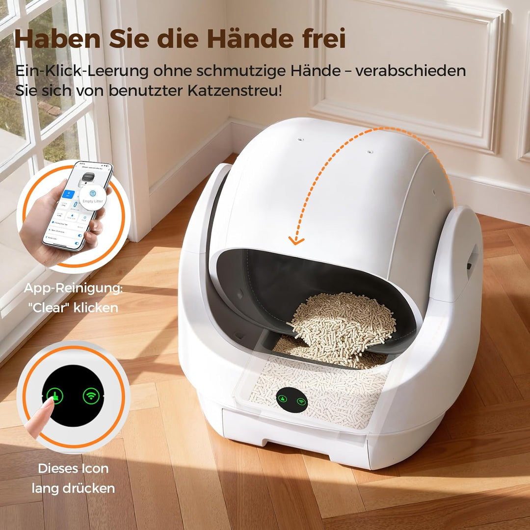 Katzenklo Selbstreinigend Offen, Ellenpent Elektrische Katzentoilette für Grosse Katzen mit Geruchsk