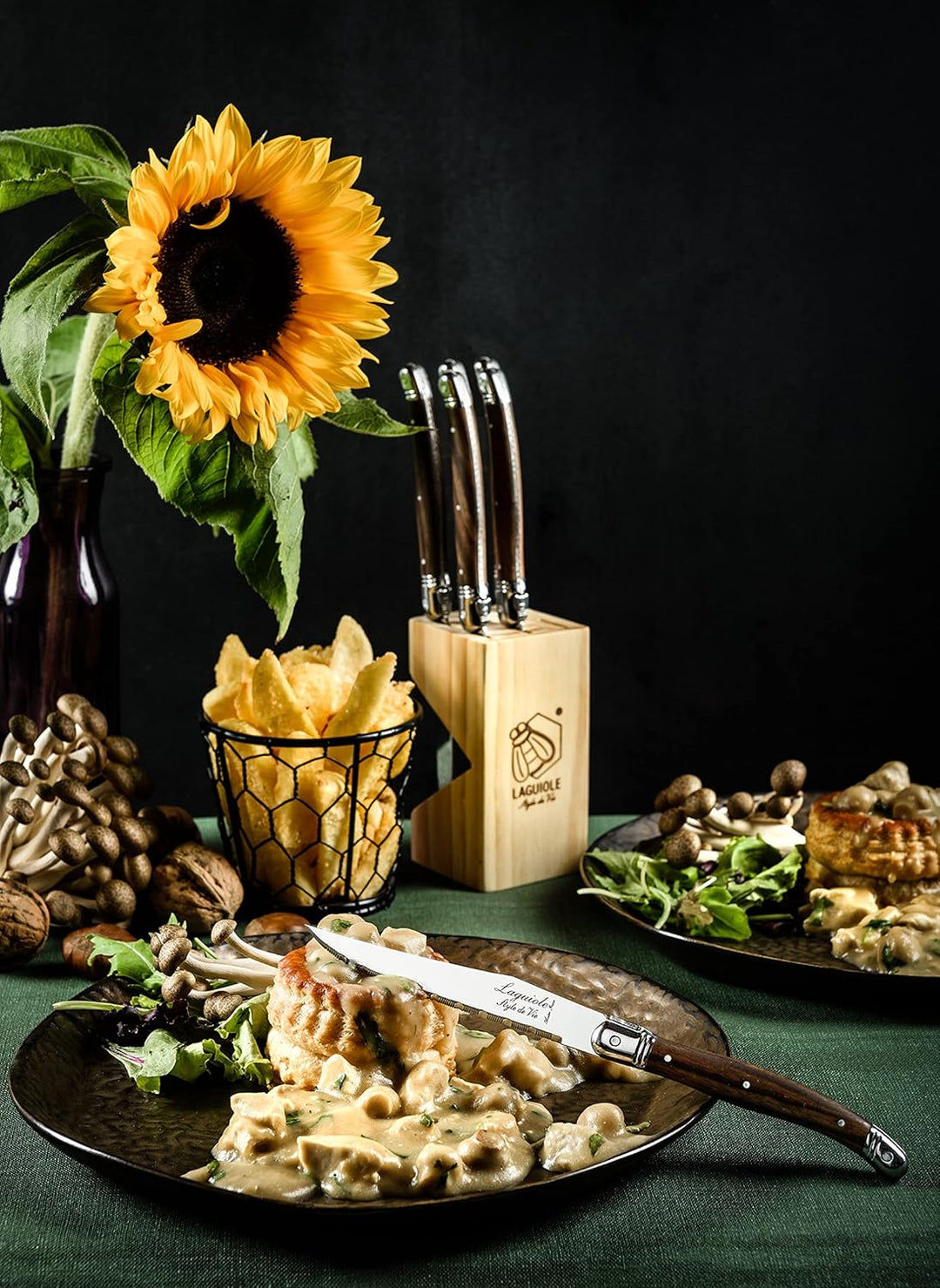 Laguiole Style de Vie Steakmesser Premium Line, 1,8mm Dicke, 6-teilig, Holzfarbe
