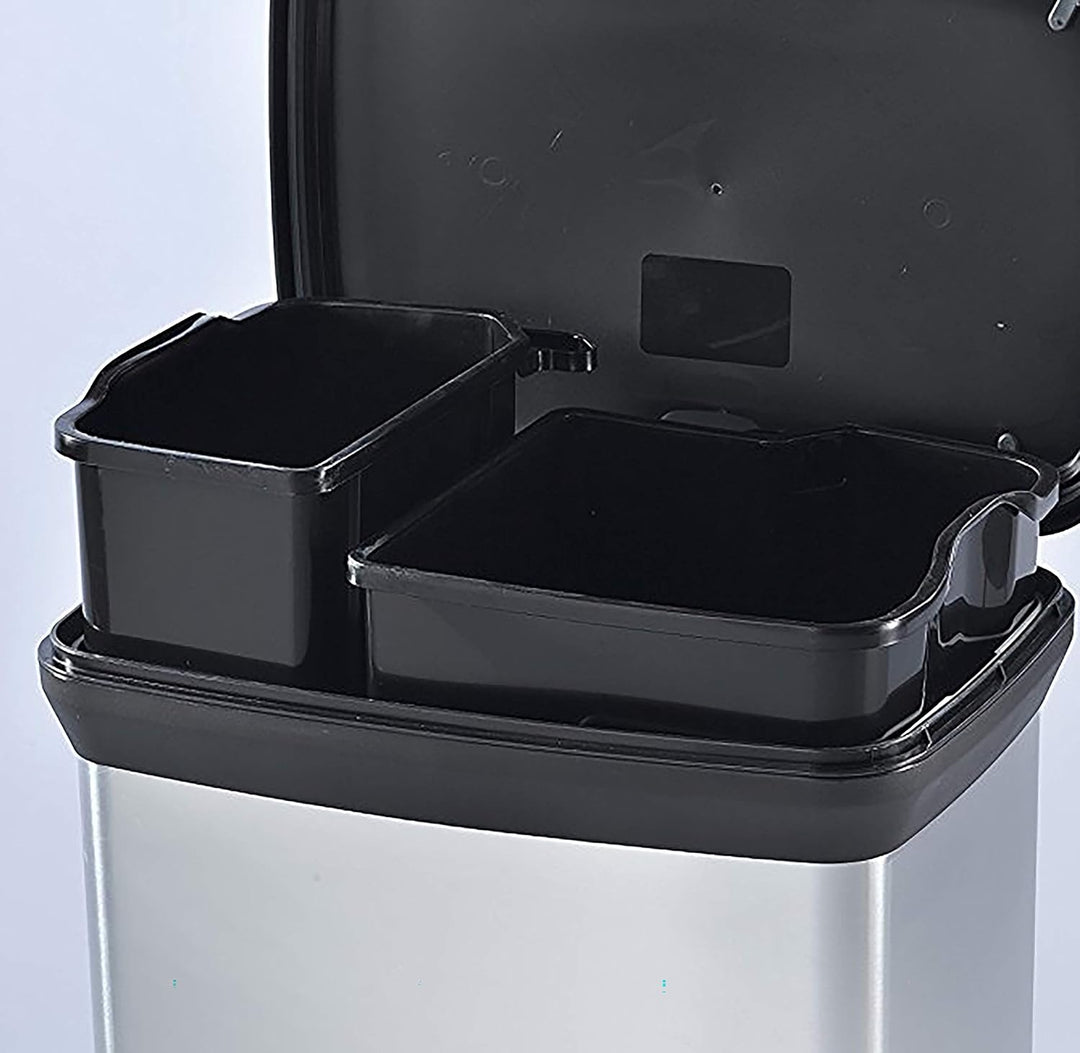 Curver Deco Bin Abfalleimer, Kunststoff, schwarz/Silber metallic, 30 L Schwarz / Silber Metallic 30