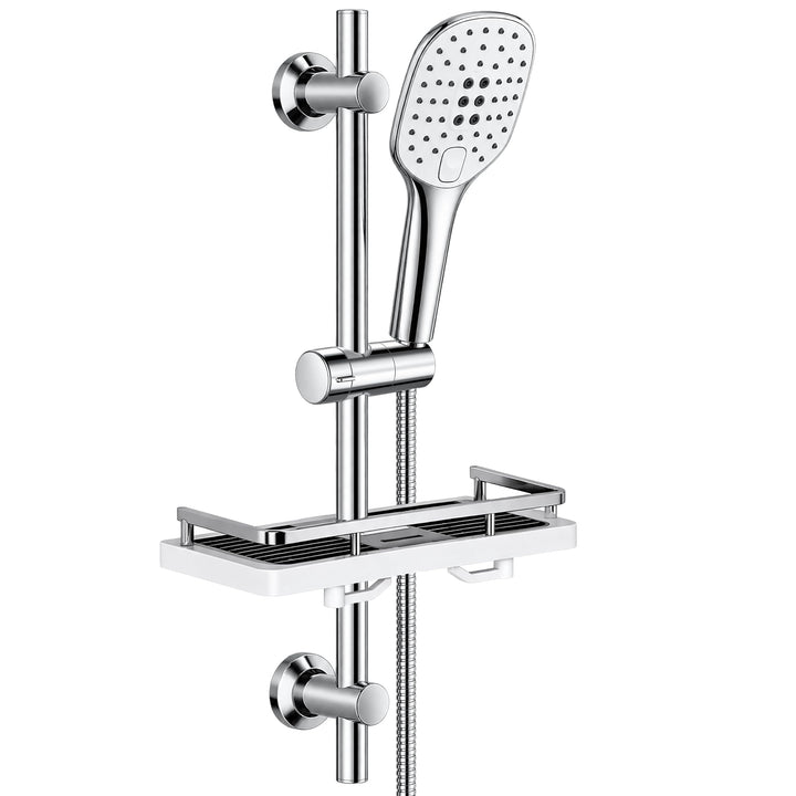Görbach Duschset Rail Shower kit Handbrause Duschstange mit Duschkopfhalter Duschablage/Seifenschale