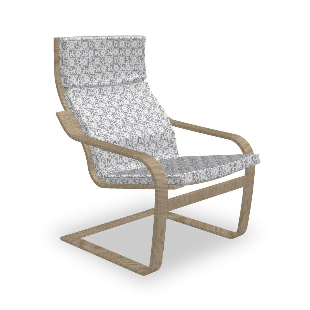 ABAKUHAUS Silber Poäng Sessel Polster, Königliche Blumenverzierungen, Sitzkissen mit Stuhlkissen mit
