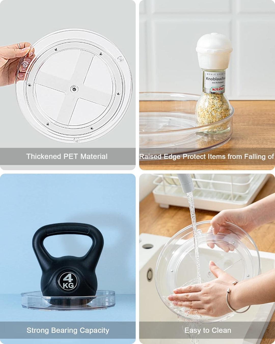 Roninkier Drehteller Organizer Lazy-Susan Gewürzregal - 2 Stück Drehteller Kühlschrank Küche Gewürzh