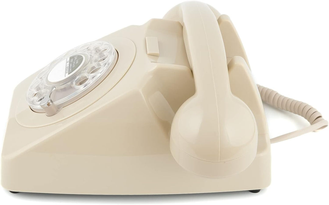 GPO 746ROTARYIVO Retro Telefon mit Wählscheibe im 70er Jahre Design Creme Crème, Crème