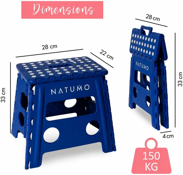 NATUMO® XL Tritthocker Kinder + Erwachsene, Klapphocker faltbar, Leichter und Rutschfester Klapptrit
