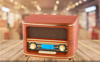 Nostalgie Kompaktanlage | Bluetooth | LCD Display | Retro Radio Holz mit CD Player | USB | Musikanla