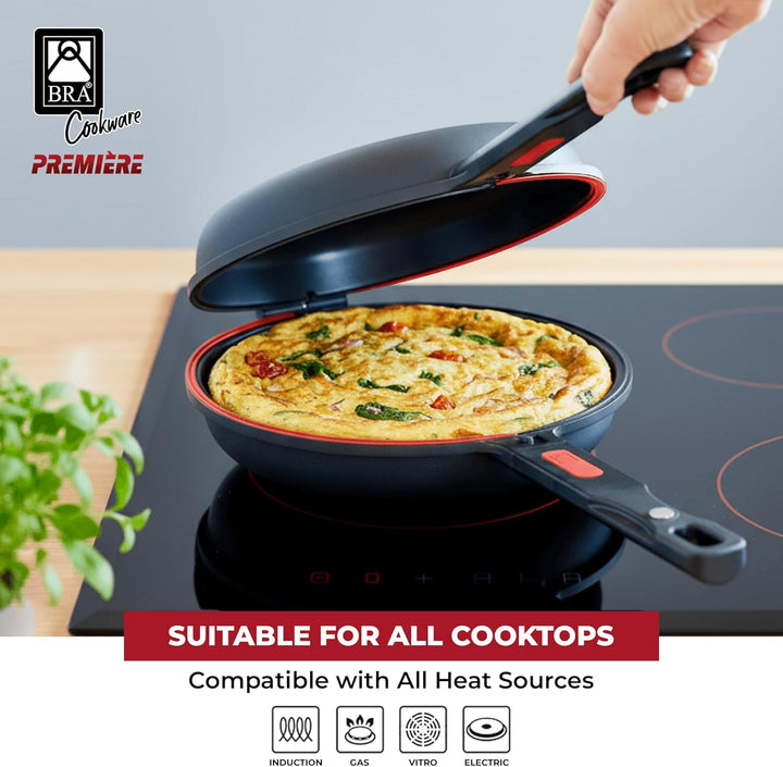 Bra Dupla Premiere Doppel-Pfanne aus Aluminiumguss mit Antihaftbeschichtung, geeignet für alle Herda