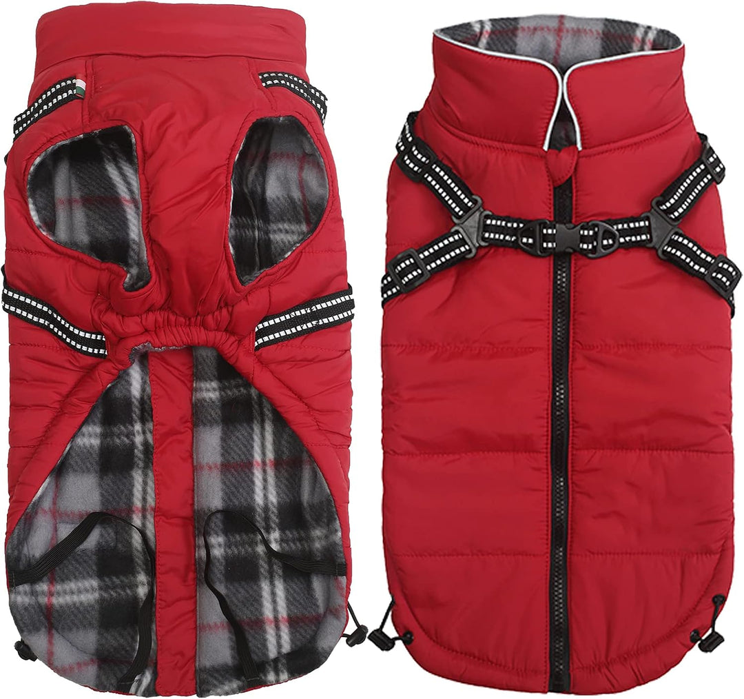 MOREZI Winterhundejacke, wasserdichte Aussenschicht, Fleecefutter, Rückenreissverschluss-Design, mit