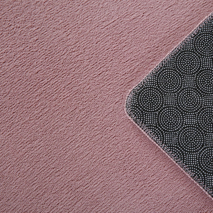 Waschbarer Teppich Wohnzimmer, Kurzflor rutschfest Flauschig Weich, Einfarbig Rosa, Felloptik, Super