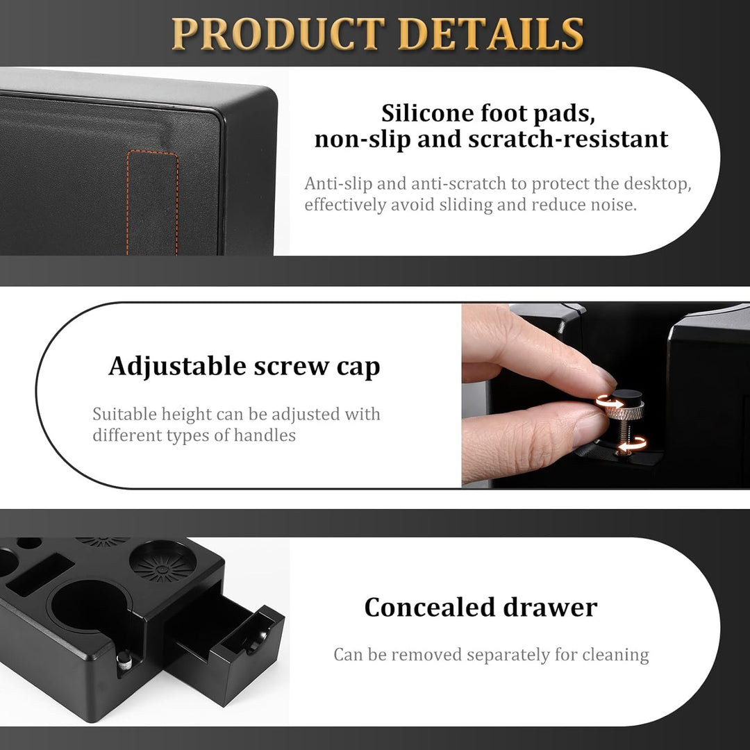 OurLeeme Tamper Station für Barista, 51-58 mm Kaffee Tamper Station aus ABS Kaffeefilter Tamper Halt