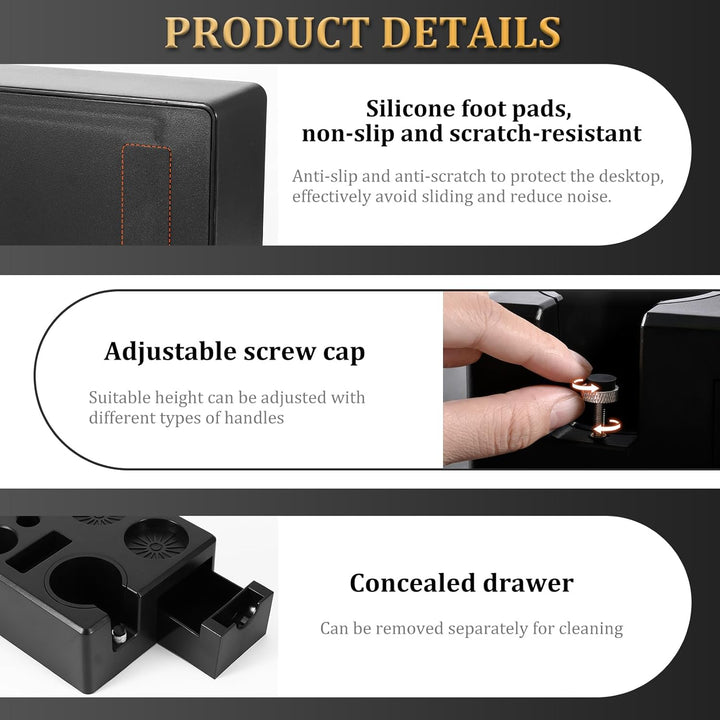 OurLeeme Tamper Station für Barista, 51-58 mm Kaffee Tamper Station aus ABS Kaffeefilter Tamper Halt