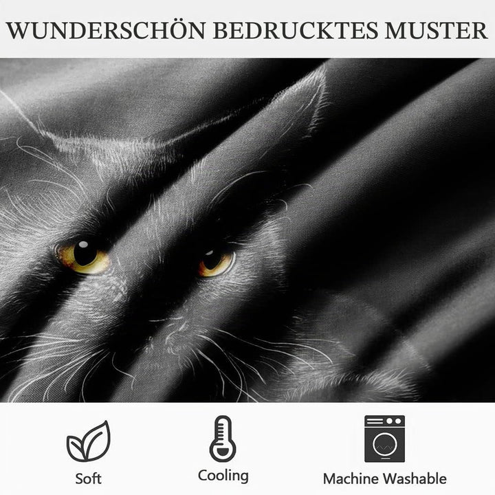 Zomer Bettwäsche Set 135x200 cm 2teilig Bettbezug Mikrofaser Bettwäsche Deckenbezug mit Schwarze Kat