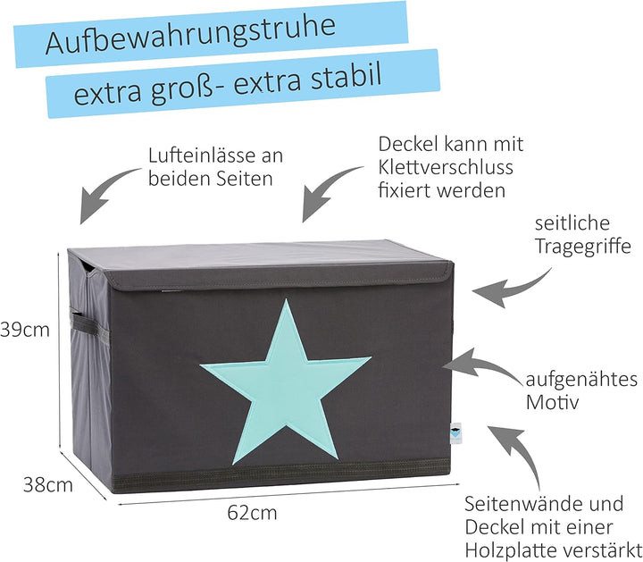 LOVE IT STORE IT Aufbewahrungsbox mit Deckel - Grosse Spielzeugkiste aus Stoff - Verstärkt mit Holz