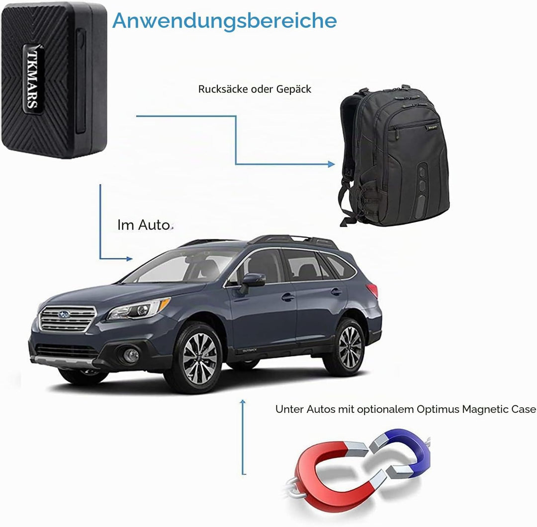 TKMARS 4G Mini GPS Tracker GPS Tracker Auto 25 Tage Standby-Zeit, Stark Magnetisch, Wasserdicht, Ech