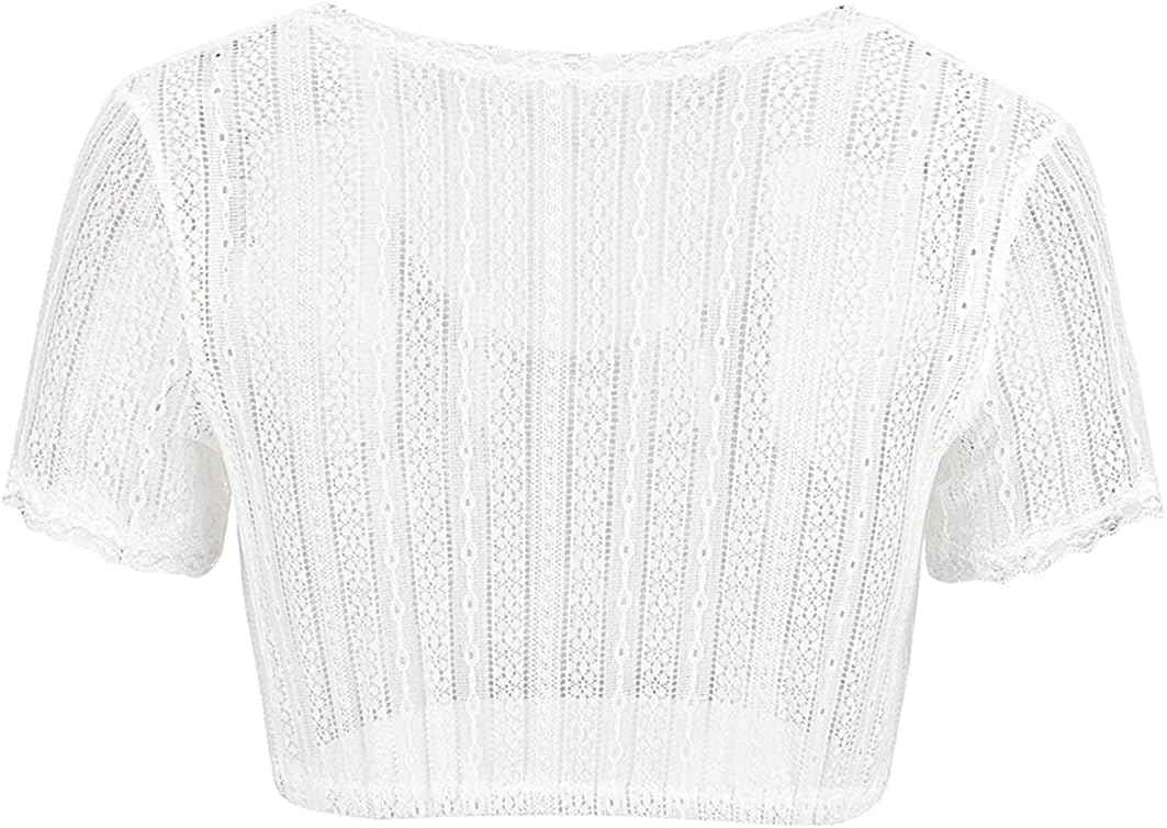 Kelliar Dirndlbluse Damen Trachtenbluse Creme Dirndl Bluse für Bavarian Oktoberfest 34 Creme-018, 34
