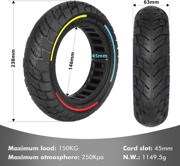 10×2.5 Zoll E Scooter Solid Reifen，10 Zoll Elektroroller Vollgummireifen für Ninebot Max G30 G30P G3
