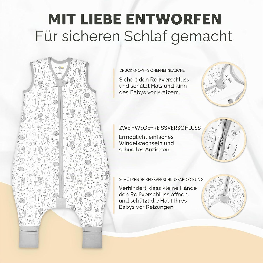 Mama Cheetah Baby Schlafsack, Bio-Baumwolle, Tragbare Babydecke, Schlafsack mit 2-Wege-Reissverschlu
