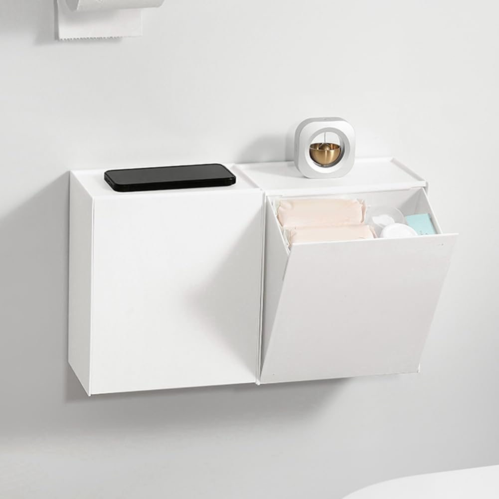 Quadratische, Wandhängende Aufbewahrungsbox für das Badezimmer, Halb Umklappbar, für Papierhandtüche