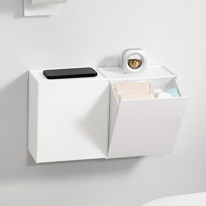 Quadratische, Wandhängende Aufbewahrungsbox für das Badezimmer, Halb Umklappbar, für Papierhandtüche