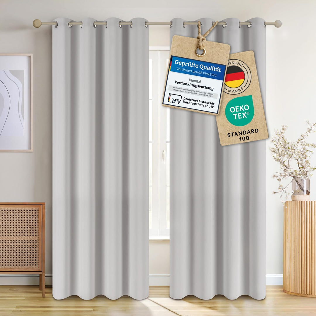 Blumtal 2er-Set Gardinen Verdunklungsvorhänge Blickdicht - Elegante Wärmeisolierende Vorhänge mit Ös