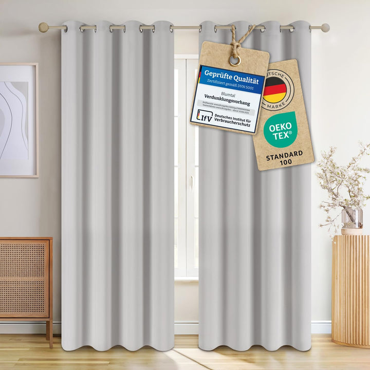 Blumtal 2er-Set Gardinen Verdunklungsvorhänge Blickdicht - Elegante Wärmeisolierende Vorhänge mit Ös