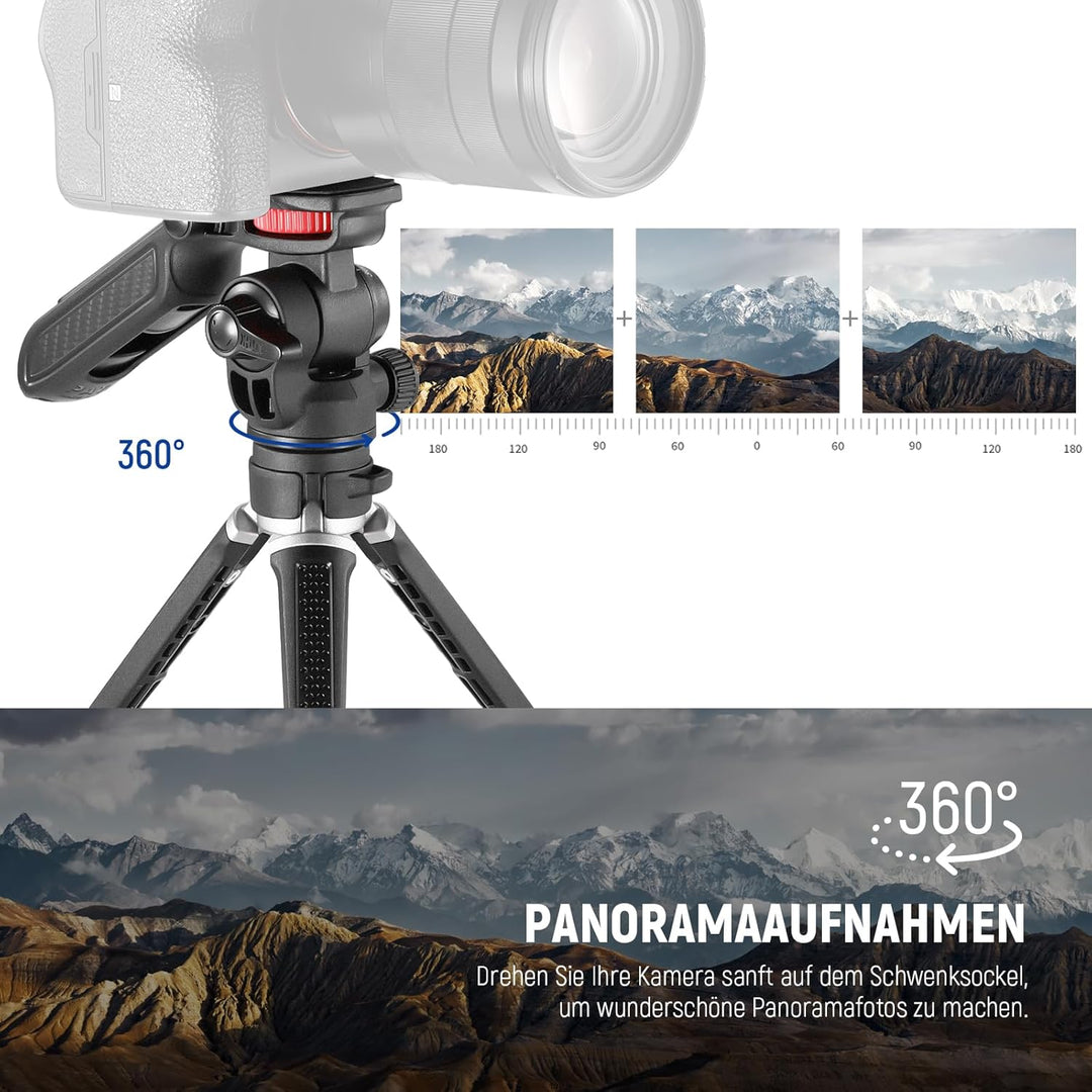 NEEWER Mini Stativ für Kamera & Handy mit Griff/Handyhalter/Action Kamera Adapter/360°Schwenk&Neigew