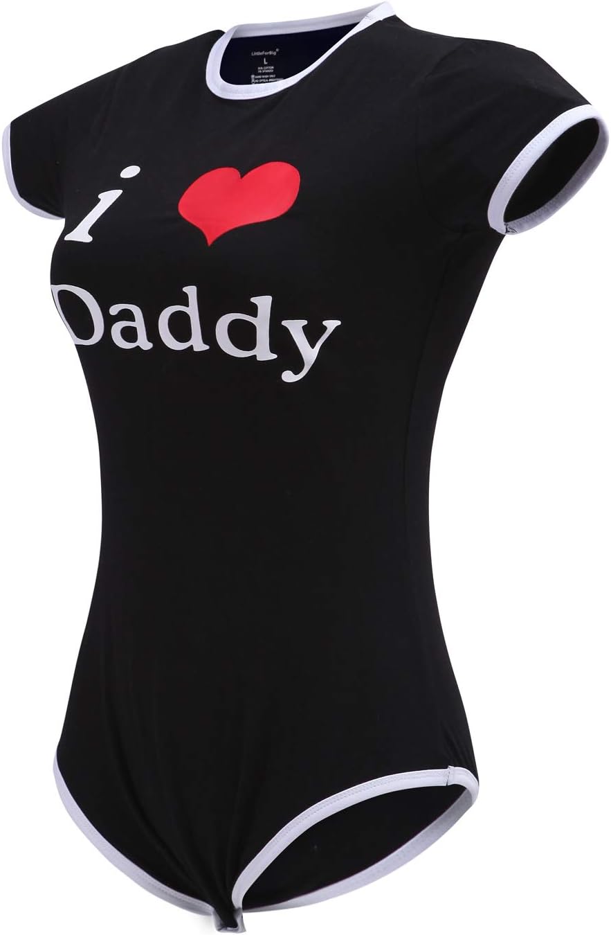 LittleForBig Baumwolle Strampler Onesie Pyjamas Bodysuit - I Love Daddy Muster Schwarz S, Schwarz S