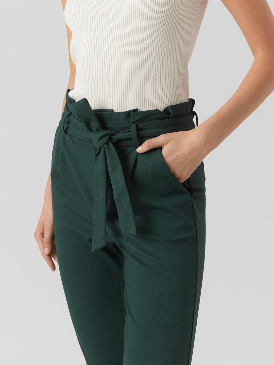 VERO MODA Damen Vmeva Hr Loose Paperbag PNT Ga Tall Noos Hose L / 36L Pine Grove, L / 36L Pine Grove