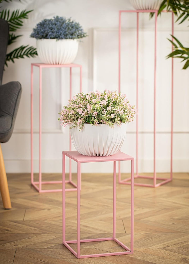 HowHomely Blumenständer Metall Rosa 40 cm Hoch - Solider und Robuster Blumenhocker Metall - Pflanzen