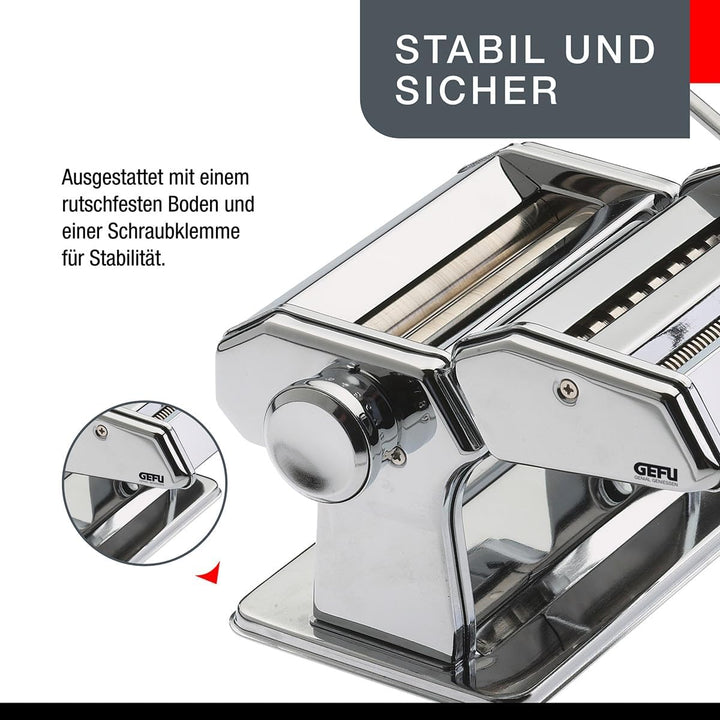 GEFU 28300 Nudelmaschine Pasta PERFETTA DE Luxe mit 3 verschiedenen Aufsätzen - Maschine für die Zub