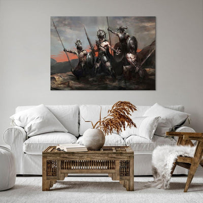 Bilder auf Leinwand 100x70cm Leinwandbild mit Rahmen ritter rüstung Gross Wanddeko Bild Schlafzimmer