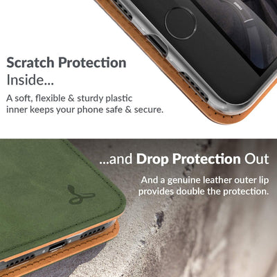 Snakehive iPhone 7 Plus Handy Schutzhülle/Klapphülle echt Lederhülle mit Standfunktion, Handmade in