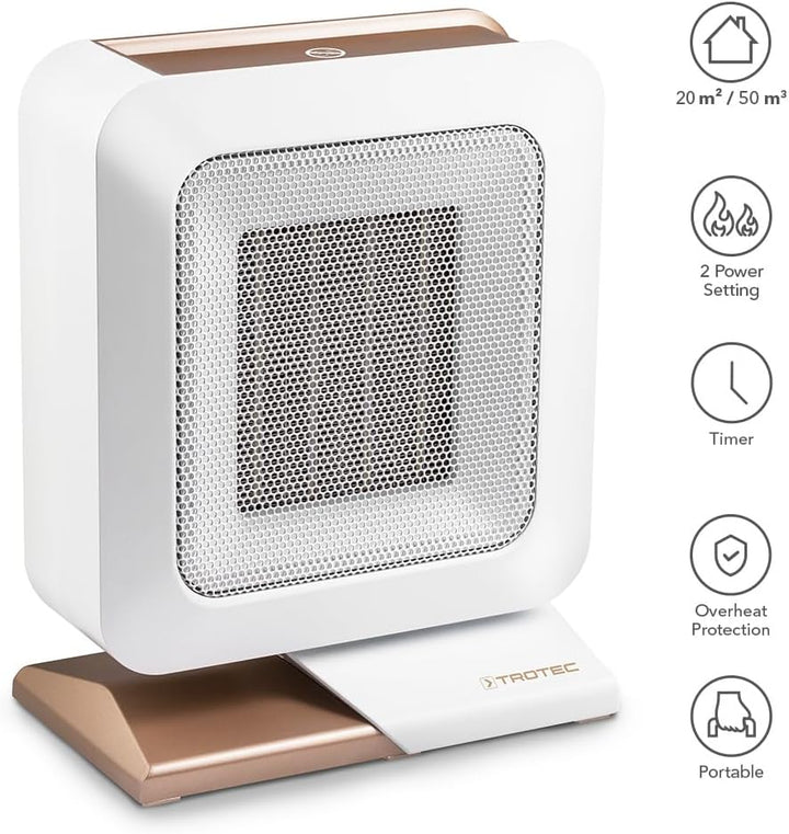 TROTEC Keramik Heizlüfter TFC 14 E – Heizleistung 700 W / 1400 W – Elektroheizung mit Thermostat, Ra