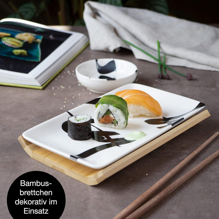 Moritz & Moritz Sushi Geschirr Set für 2 Personen - 10 Teile - Sushi Servierset mit 2x Sushi-Teller,