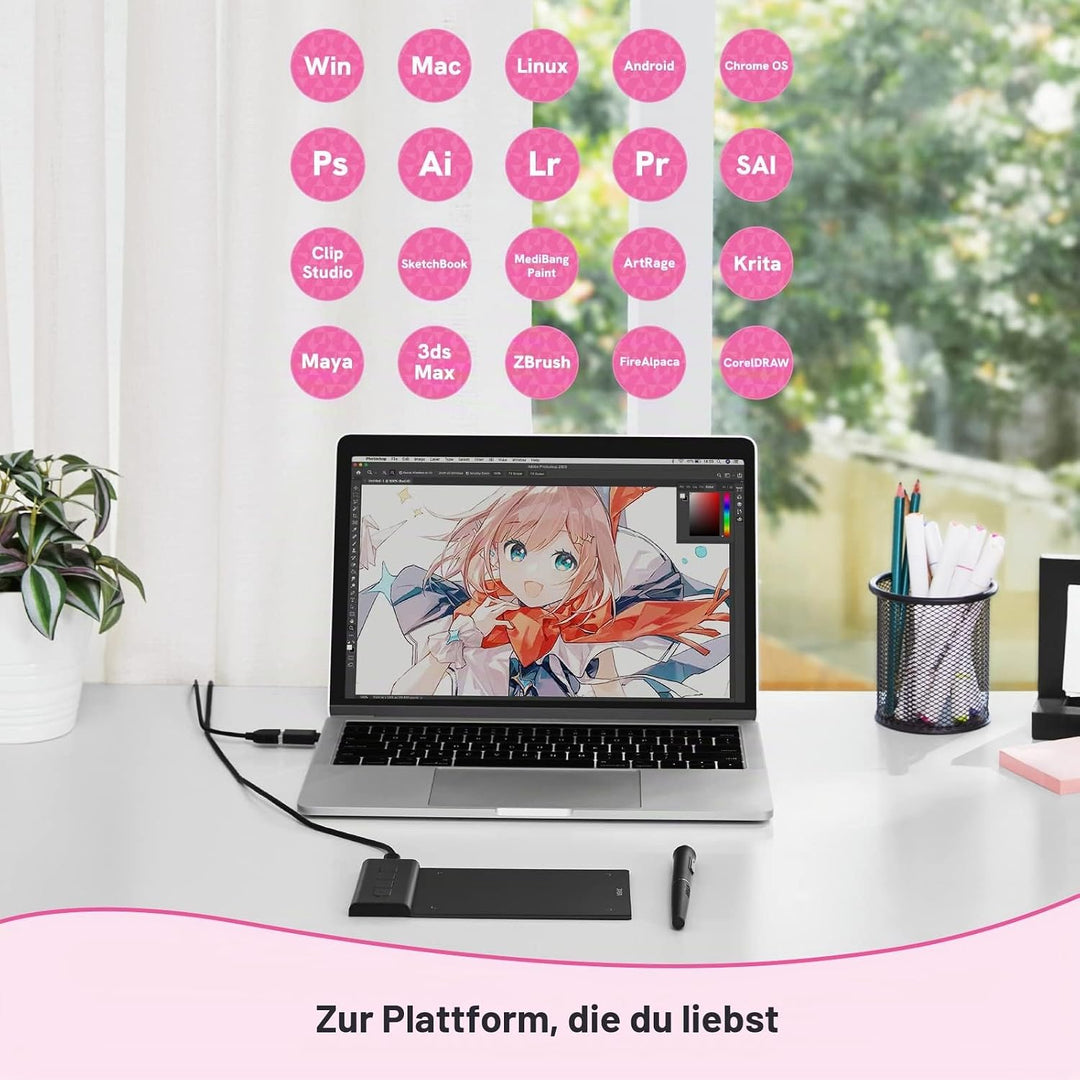 OSU Tablet VEIKK VK430,Grafiktablett 4x3 Zoll,Batterielosem Stylus mit 290RPS Berichtsrate, 8192 Dru