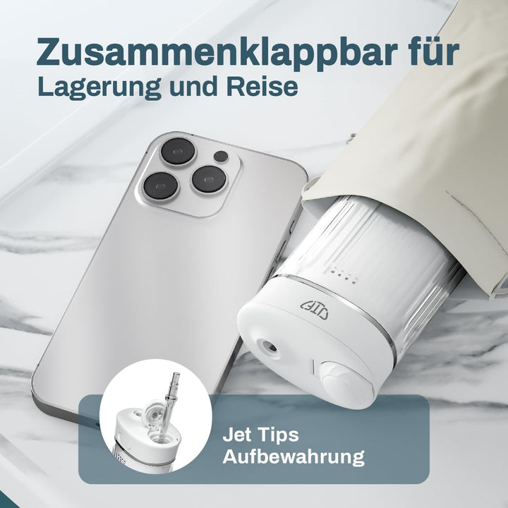 JTF Munddusche Mini, Tragbar Elektrische Zahnreinigung Kabellos, Reise Zahnzwischenraumreiniger mit