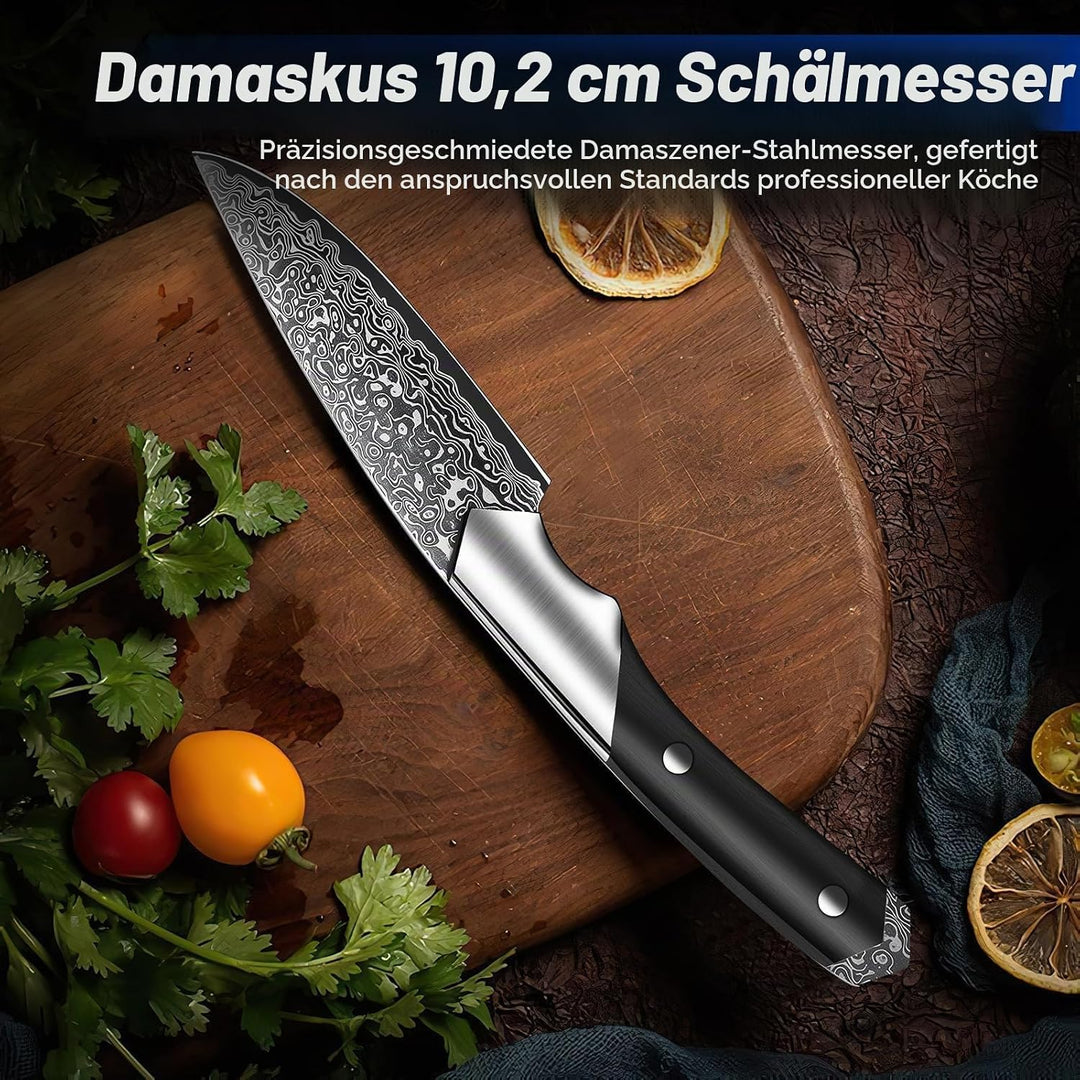 Golden Bird Damastmesser Kochmesser 10cm Gemüsemesser, Japanisches Schälmesser Obstmesser, Hergestel