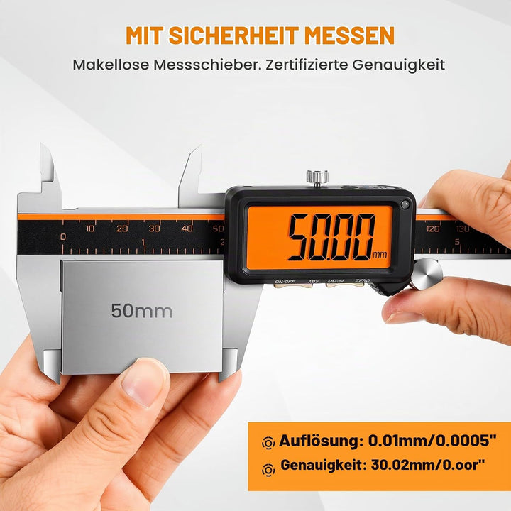 HARDELL Digital Caliper, Rechargeable Digital Caliper with Large Orange Screen - Anti-Glare LCD &amp; AB