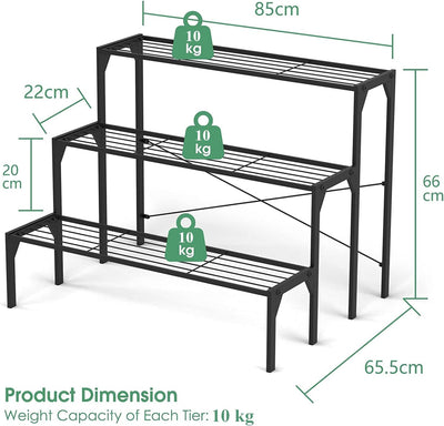 RELAX4LIFE Blumentreppe 3-stufig, Blumenregal Metall, Blumenständer mit 3 Ebenen, Pflanzenständer Fr