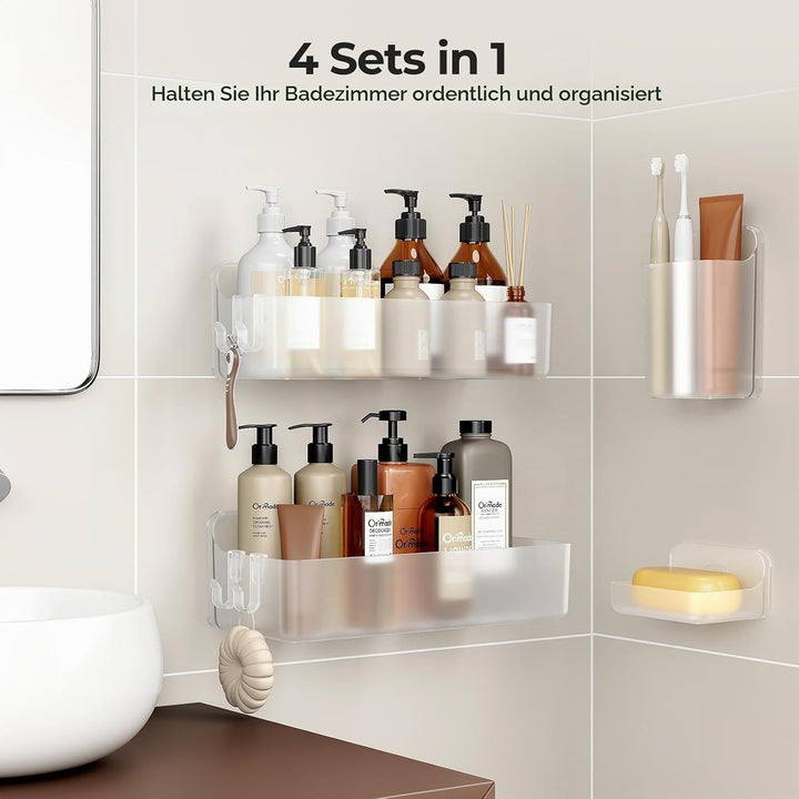 Orimade Duschablage ohne Bohren-Duschregal 4 Stück,Shampoo Halterung für Dusche Grosse Kapazität,Bad
