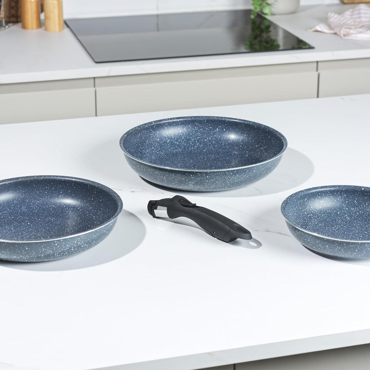 Russell Hobbs Nightfall Stone Pfannenset – Smart Clip Antihaftpfannen, 20, 24 &amp; 28 cm, mit abnehmbar