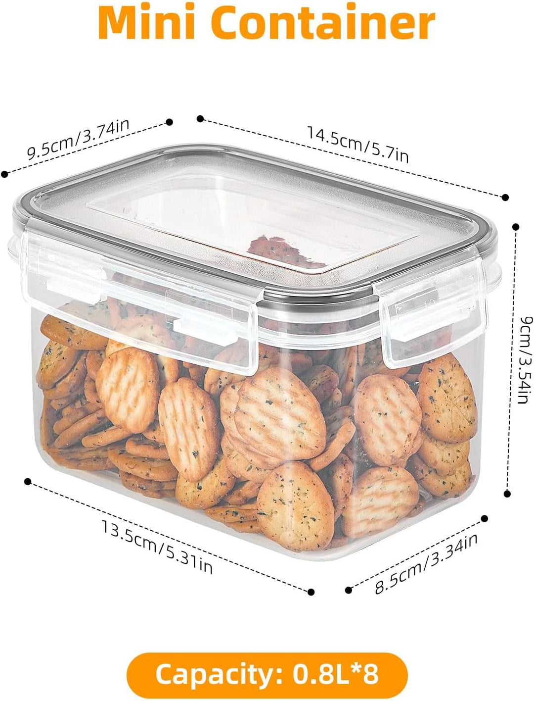 0.8L Vorratsdosen Luftdicht 8er Set, Müsli Schüttdose &amp; Frischhaltedosen, BPA frei Kunststoff luftdi
