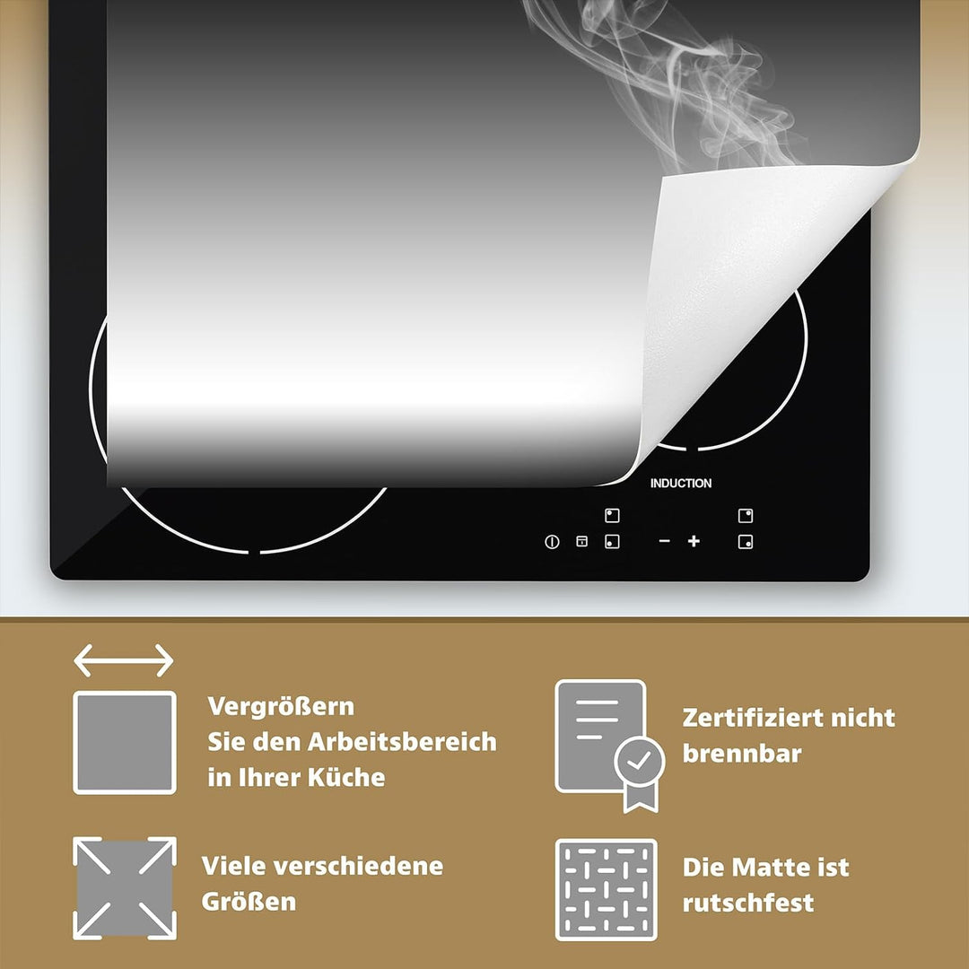 SMTDeco Herdabdeckplatte Ceranfeld abdeckung Aufrollbare Matte für Induktion Einteilig 80x52 cm Kaff