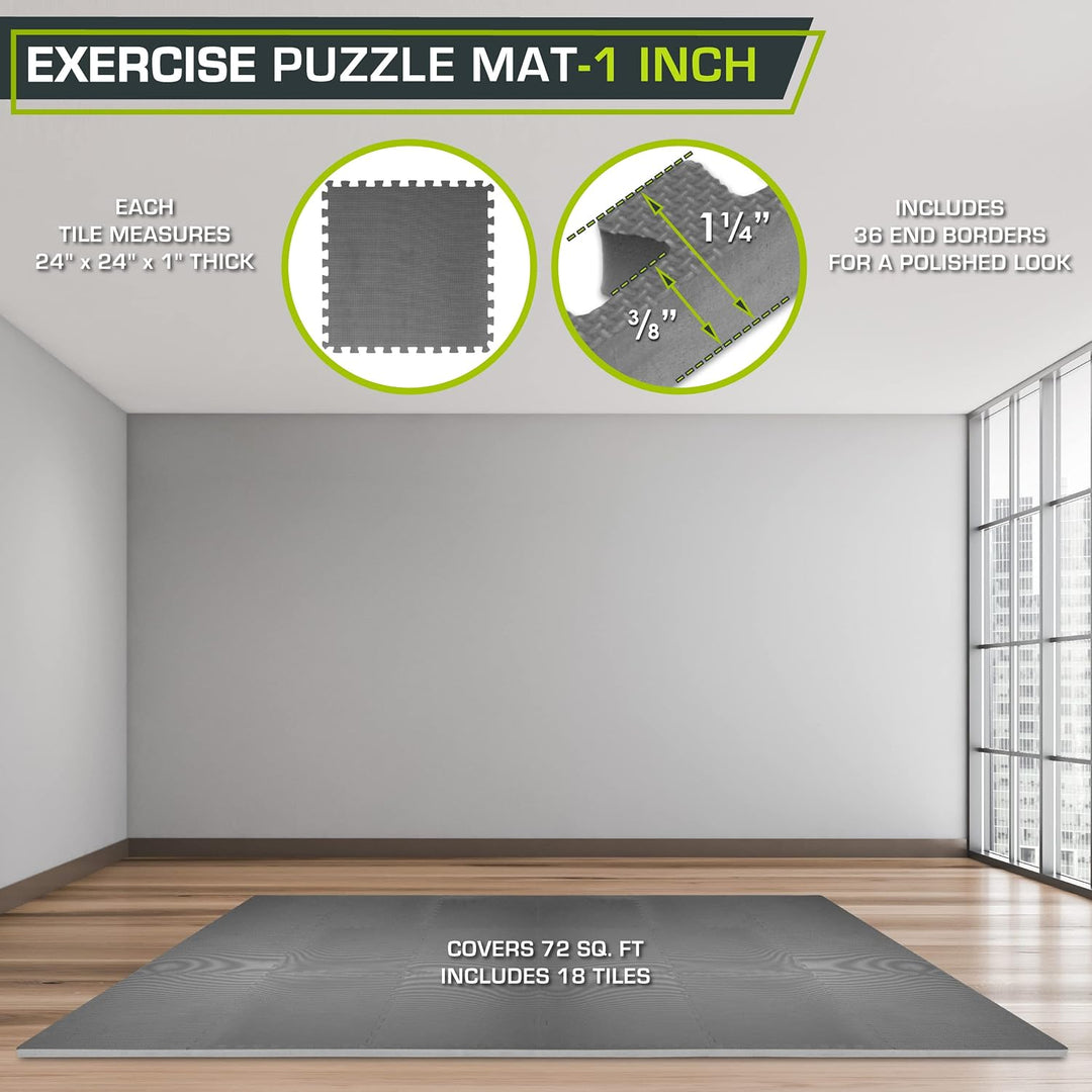 Prosource Fit Extra dicke Puzzle-Übungsmatte, 1,9 cm oder 2,5 cm, EVA-Schaum, ineinandergreifende Fl