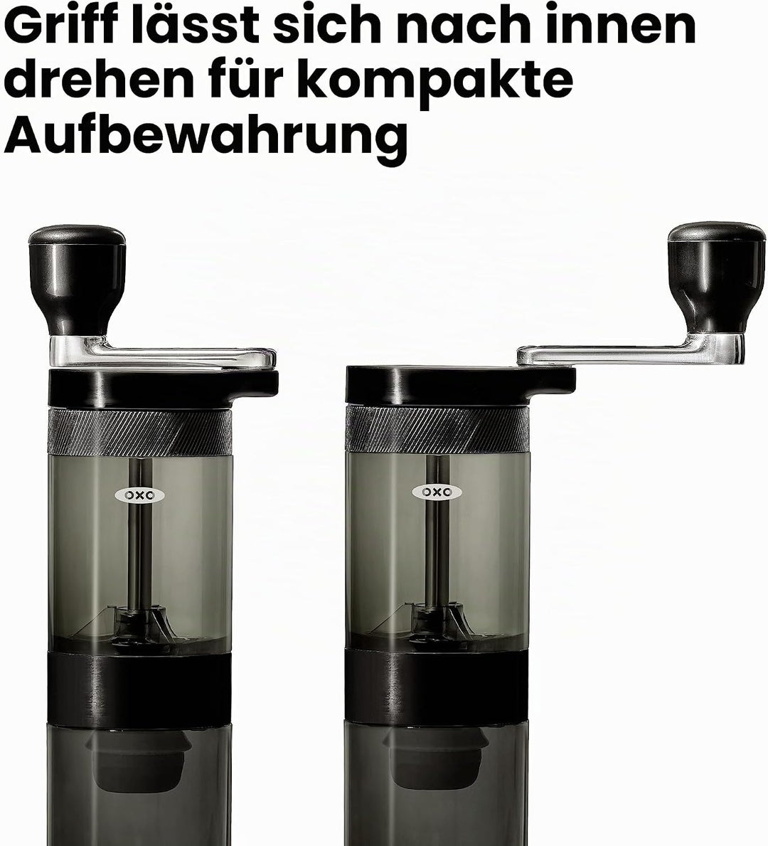 OXO Brew Manuelle Kaffeemühle – konisches Edelstahl-Mahlwerk, 40 Mahleinstellungen, kompakt und trag