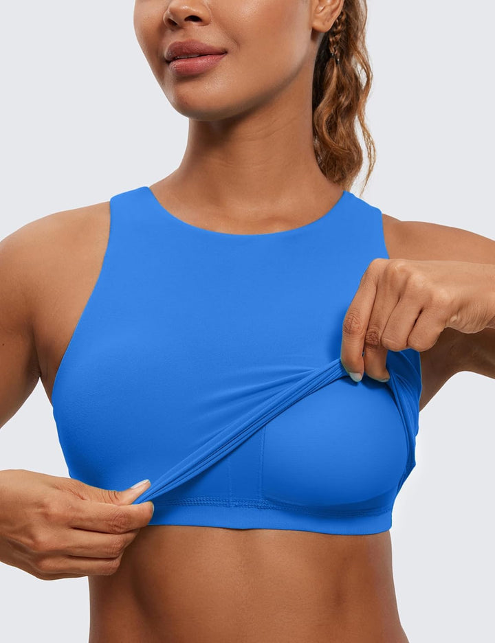 CRZ YOGA Damen Butterluxe Racerback Sport BH Gepolstert Ohne Bügel Crop Tops Longline Yoga Tank Top