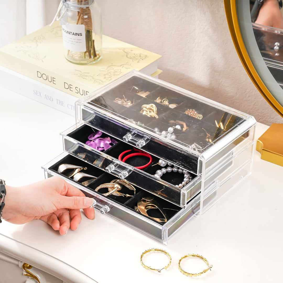 ProCase Acryl Schmuck Organizer Schmuckschatulle für Damen Durchsichtige Schmuckaufbewahrung Schmuck